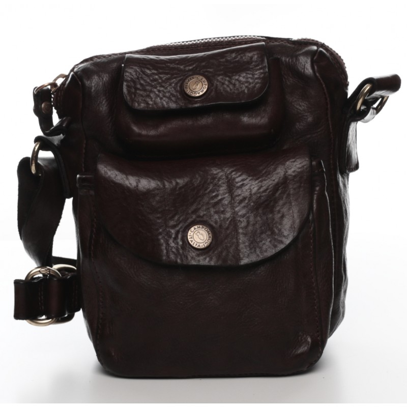 CAMPOMAGGI Umhängetasche mit zwei extra Druckknopftaschen vorne Moro