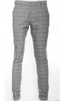 Powell Chino Karomuster Grau mit blauem Streifen