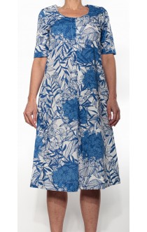 Gran Sasso Kleid italienisches Blau mit Flowerprint