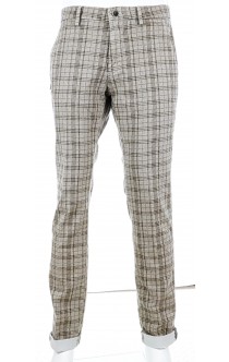 Mason's Herren-Chino beigebraune Karos mit einem zarten blauen Streifen
