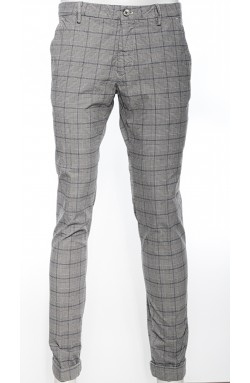 Powell Chino Karomuster Grau mit blauem Streifen