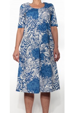 Gran Sasso Kleid italienisches Blau mit Flowerprint