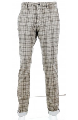 Mason's Herren-Chino beigebraune Karos mit einem zarten blauen Streifen